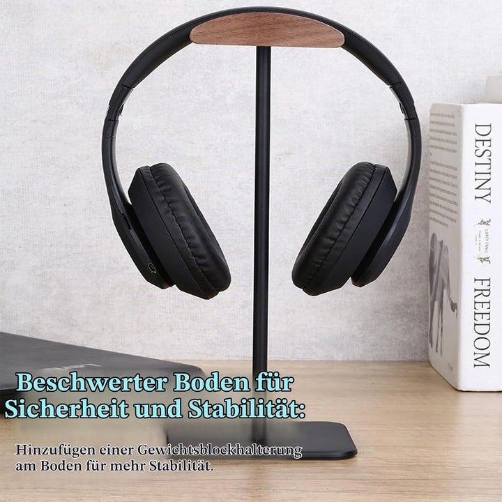 Vegena Kopfhörer Ständer,Walnussholz &amp; Aluminium Headset-Ständer,Gaming Kopfhörer Halter Mit Schwer,