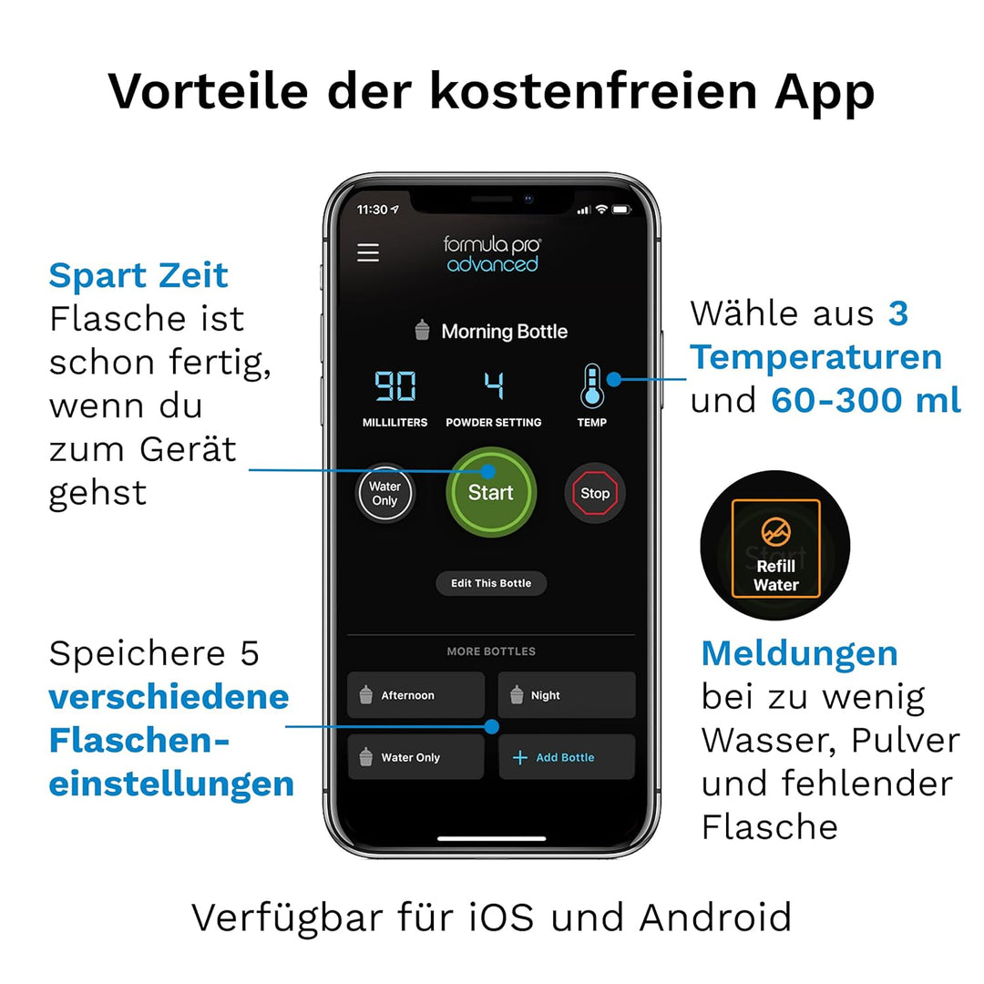 Baby Brezza Formula Pro Advanced WiFi – Automatischer Flaschenzubereiter mit App-Steuerung, inkl. ex