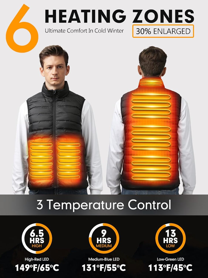 Beheizbare Weste, Heizweste für Damen Herren, Beheizte Daunenjacke, Heizjacke mit 25000mAh Powerbank