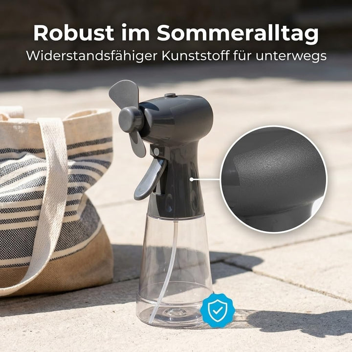 MIJOMA Sprühflasche mit Ventilator, ca. 22 cm, in Hellgrau und Dunkelgrau erhältlich, batteriebetrie