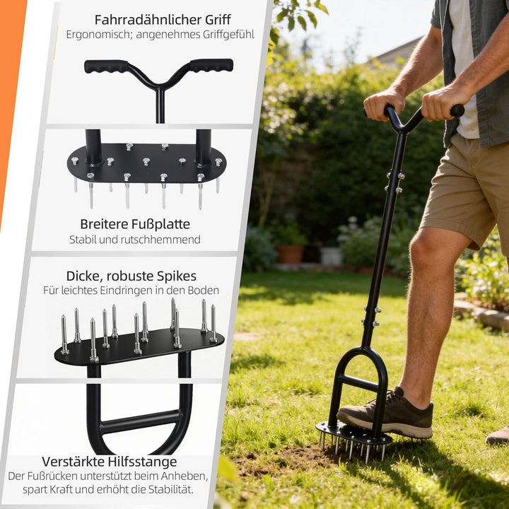 Rasenlüfter, Aerifizierer für Rasen und Rasenbelüfter, Manueller Rasenspecht und Vertikutierer mit S