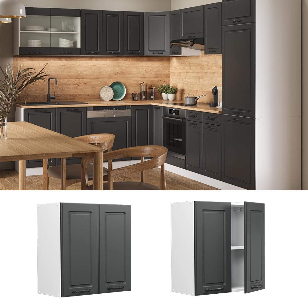 Vicco Hängeschrank R-Line, Anthrazit Landhaus/Weiss, 60 cm Anthrazit Landhaus Hängeschrank 60 cm, An