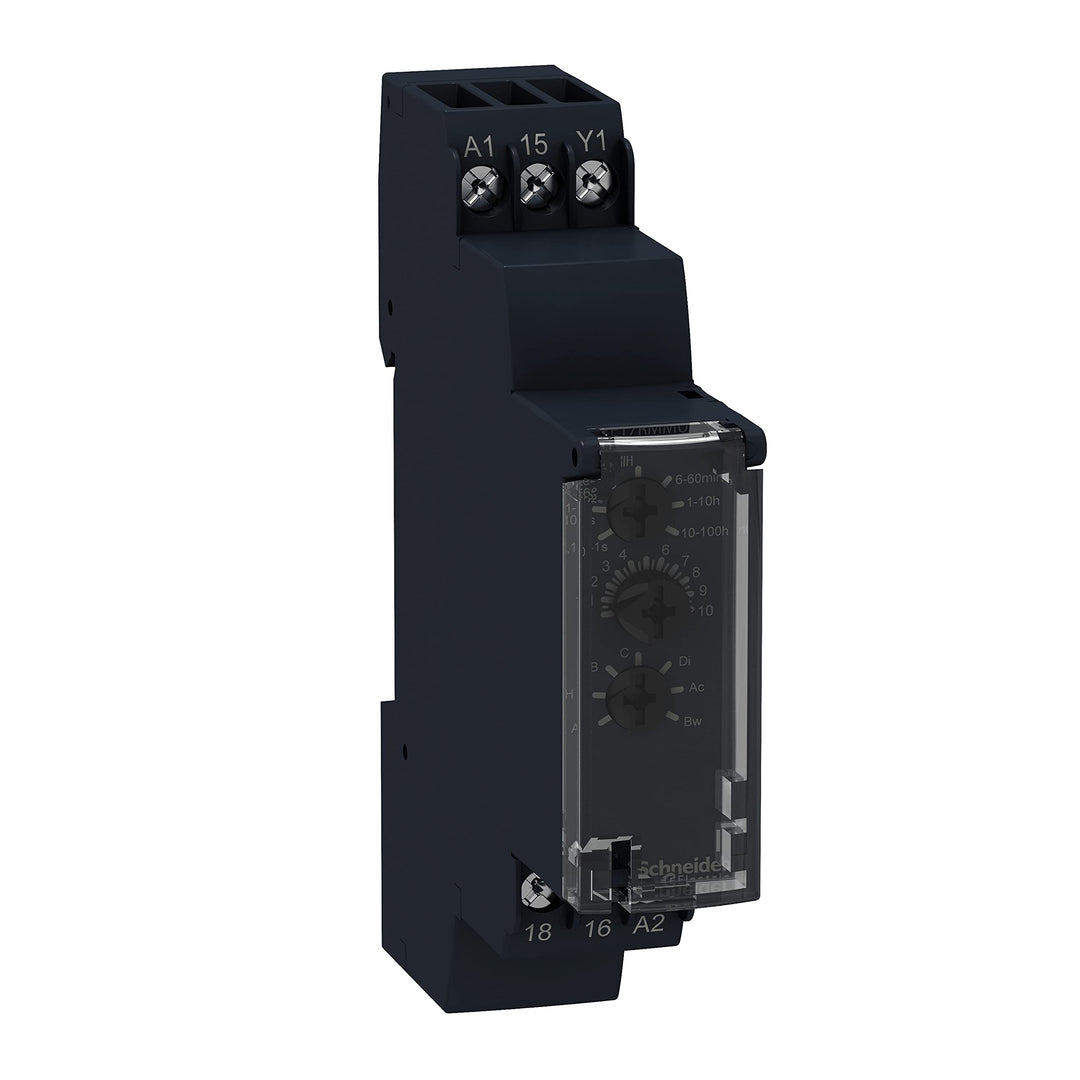 Schneider Electric - Harmony, 0,1 s-100 h, Zeitrelais 10 Funktionen, Relais 1 W, 24 VDC/24-240VAC, R