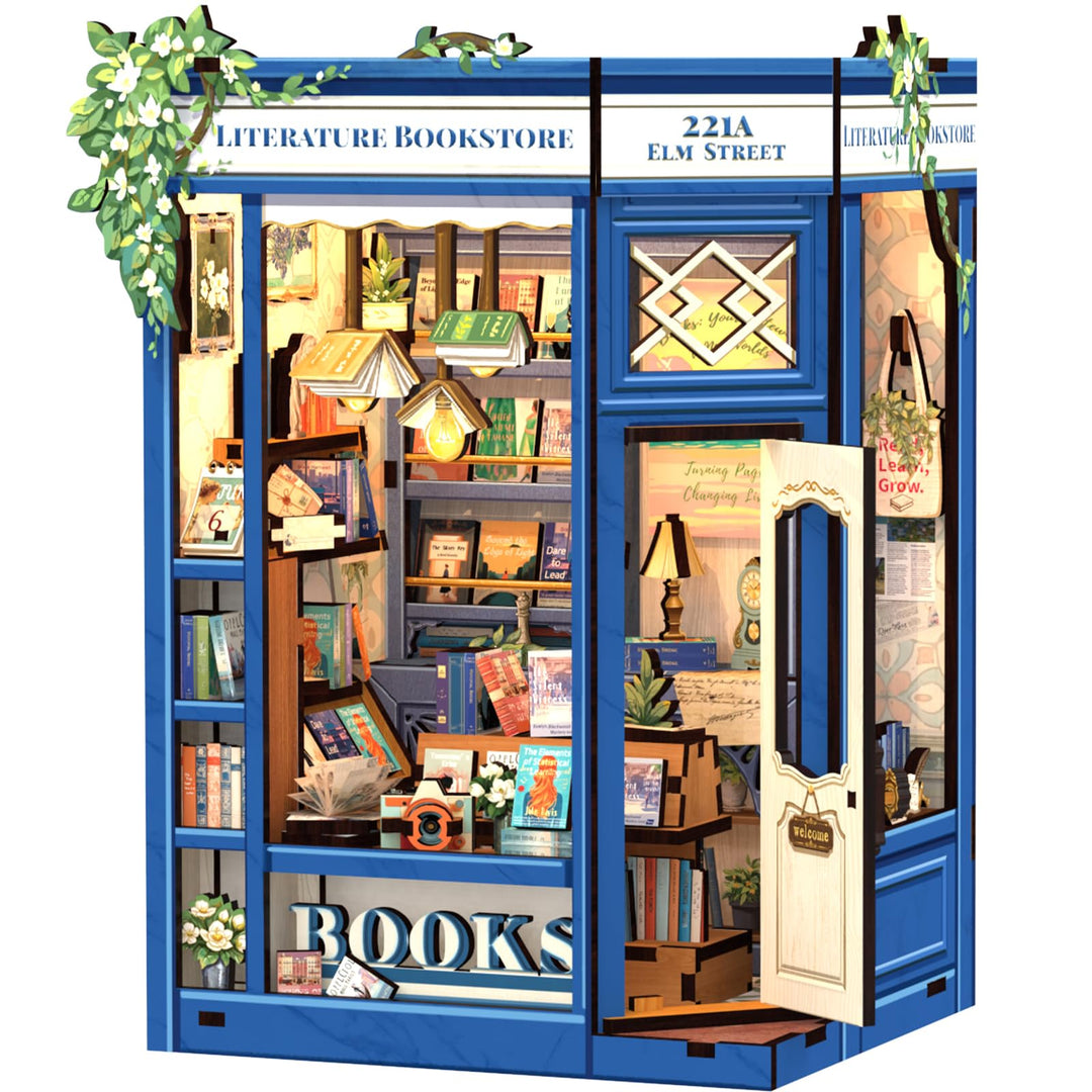 CUTEBEE DIY Book Nook - DIY Puppenhaus Häuser, Miniatur Haus Selber Bauen mit LED-Beleuchtung | Krea