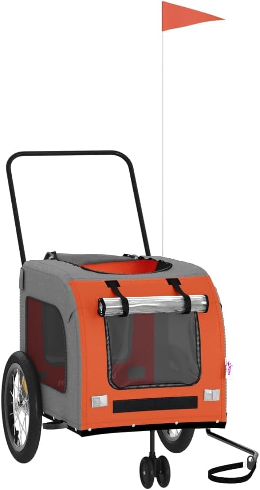 SKM Fahrradanhänger Hunde Orange und Grau Ox -Gewebe und Eisen,Tier- & Haustierbedarf,Haustierbedarf