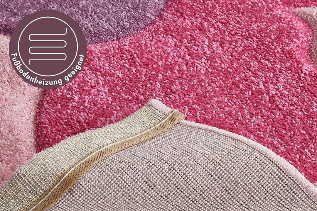 Kinderteppich Mädchen Kinderzimmer Blumen Design komplett umkettelt strapazierfähig pflegeleicht – h