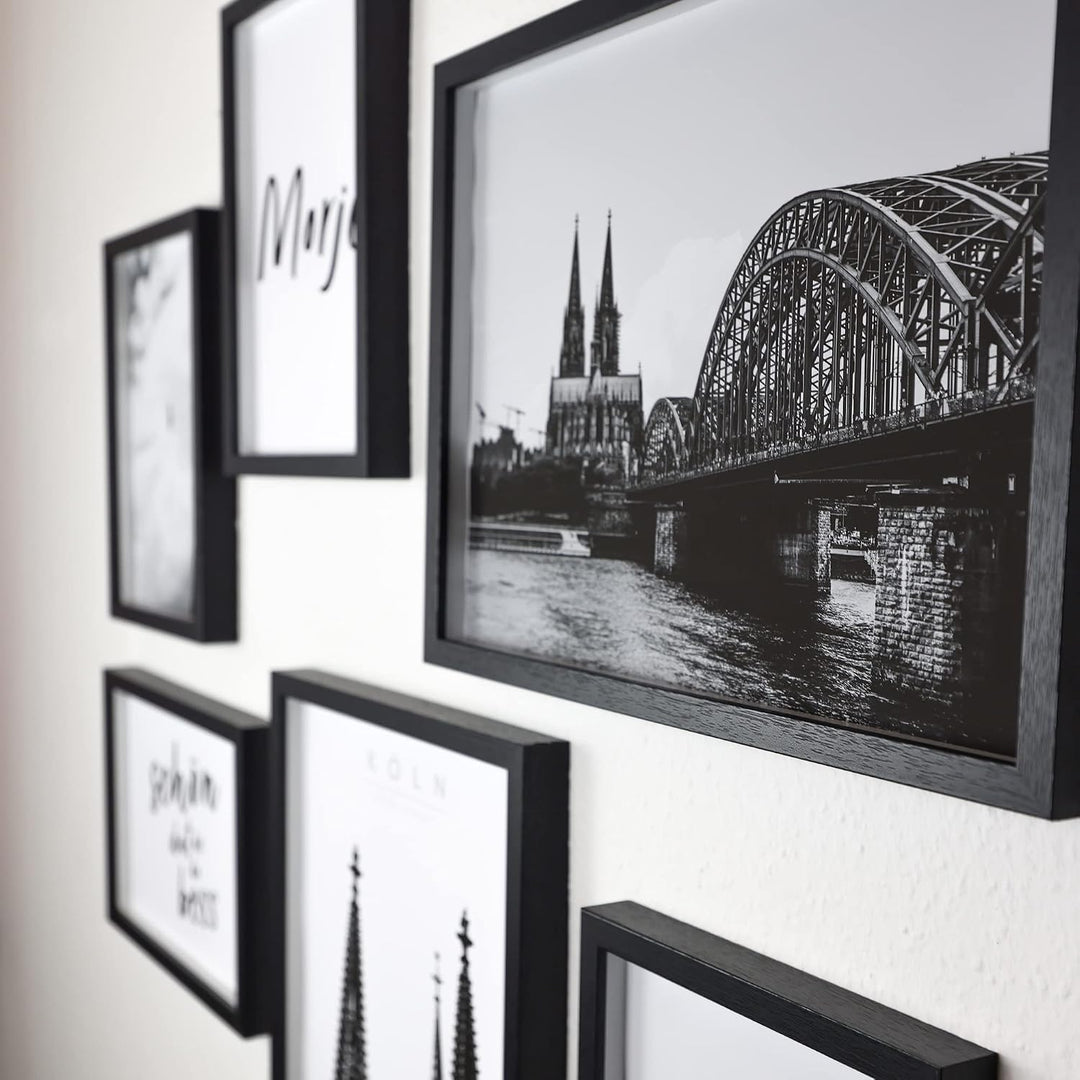 Köln Bilder Set - Schwarz Weiss - 6er Set Köln Poster - Cologne - Dom - Köln Spruch - Wohnzimmer Bil