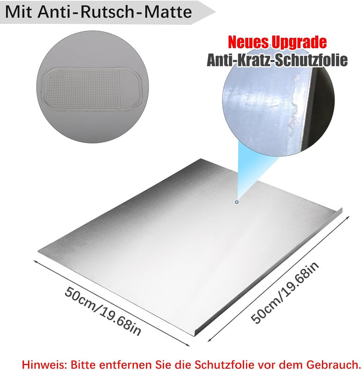 awagas 50 x 50 cm Edelstahlplatte Schneidebrett Professionelle Gross Edelstahlplatte Schneidebrett K