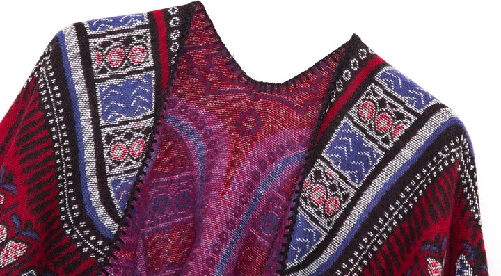 Damen Warm Offene Front Strick Schals und Wraps Floral Elegante Cardigans Poncho Cape Coat Mantel Ro