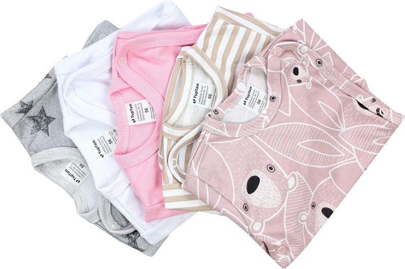 TupTam Baby Unisex Langarm Wickelbody im 5er Set 50 Mädchen 8, 50 Mädchen 8