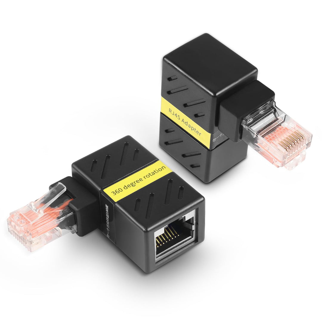 HATMINI 360-Grad-Ethernet-Adapter, Gigabit-90-Grad-Winkel, Netzwerk-LAN-CAT5-CAT6-Verlängerungsadapt