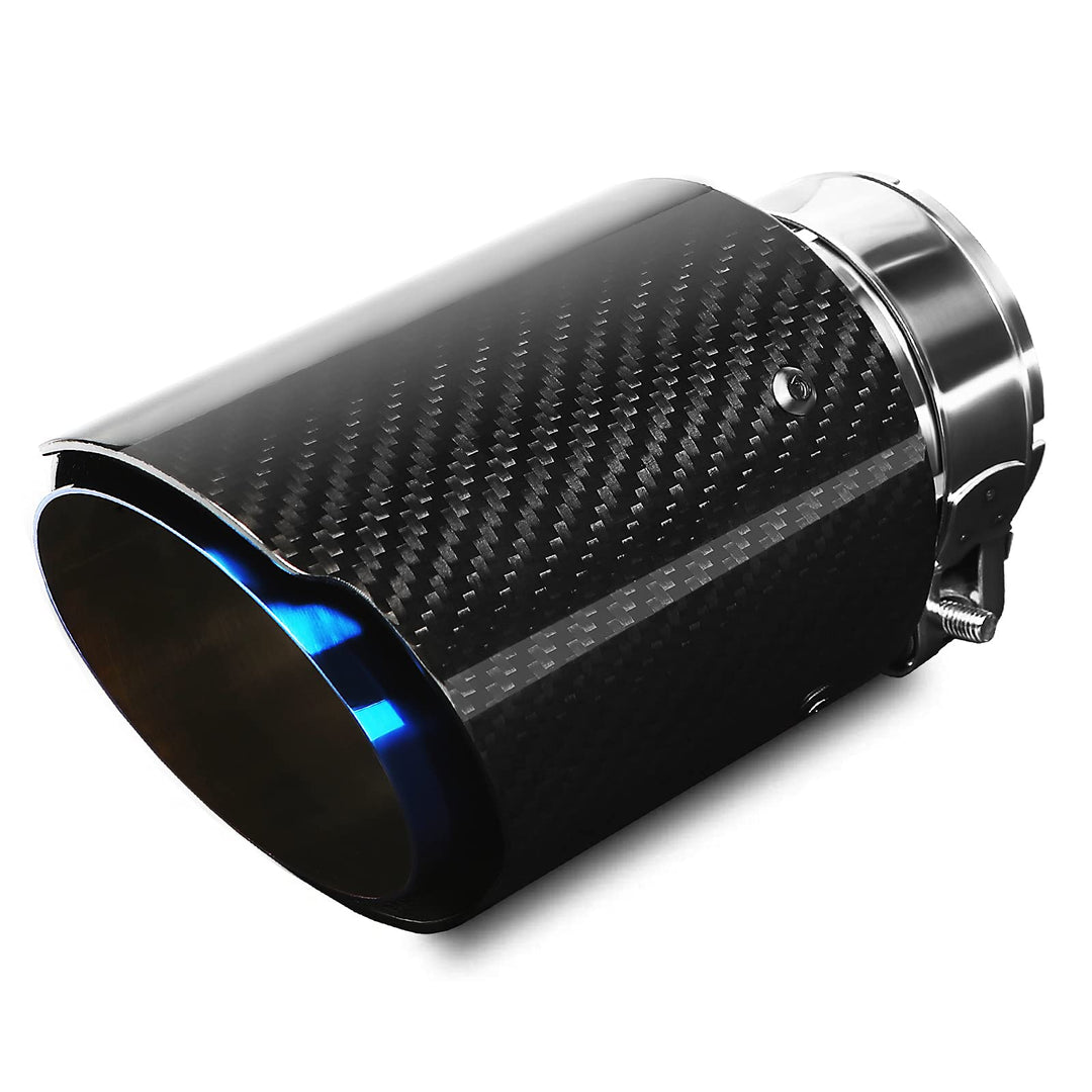 Krtopo 63mm Auspuffspitzen Auspuff Edelstahl und Glänzende Kohlefaser Auto Auspuff Endrohr, Einlass