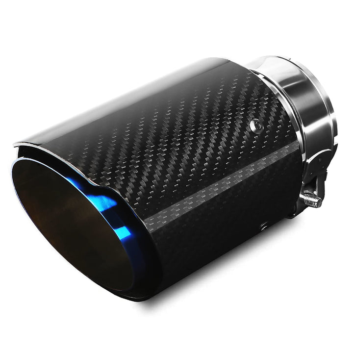 Krtopo 63mm Auspuffspitzen Auspuff Edelstahl und Glänzende Kohlefaser Auto Auspuff Endrohr, Einlass