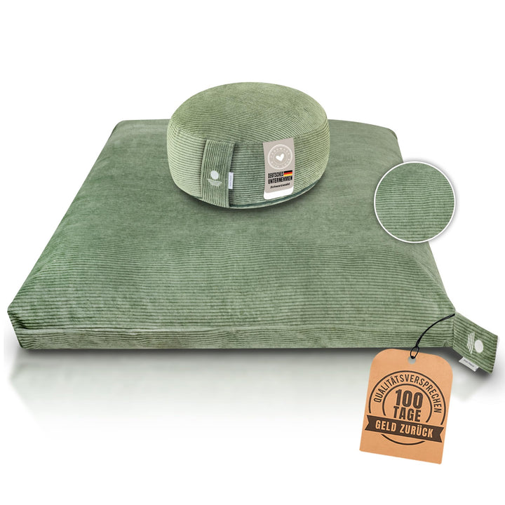 INNER PEACE Meditationskissen Set Cord XL Premium | Rundes Meditationskissen & Zabuton Meditationsma