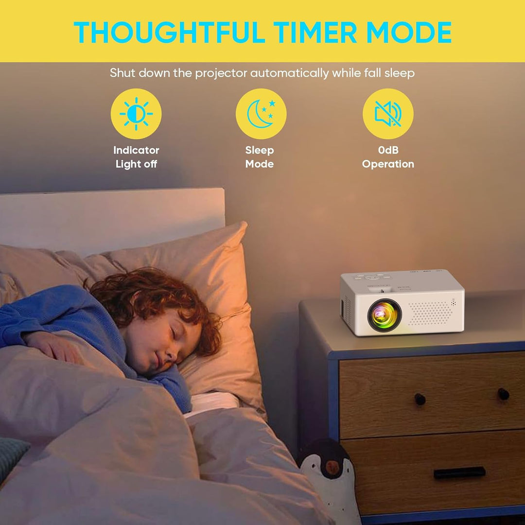 Smart Beamer mit Android OS, Mini Beamer WiFi6 Bluetooth5.2 Full HD 1080P Tragbarer Outdoor/Heimkino