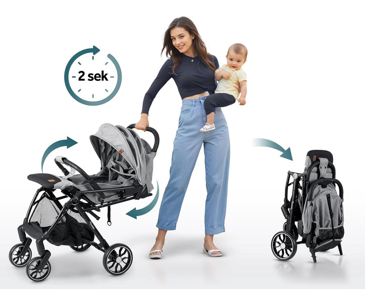 Nukido Kinder Wagen Kinderwagen Babywagen Bis 15 kg Grosse Räder Sitzbuggy Buggy Zusammenklappbar Ha