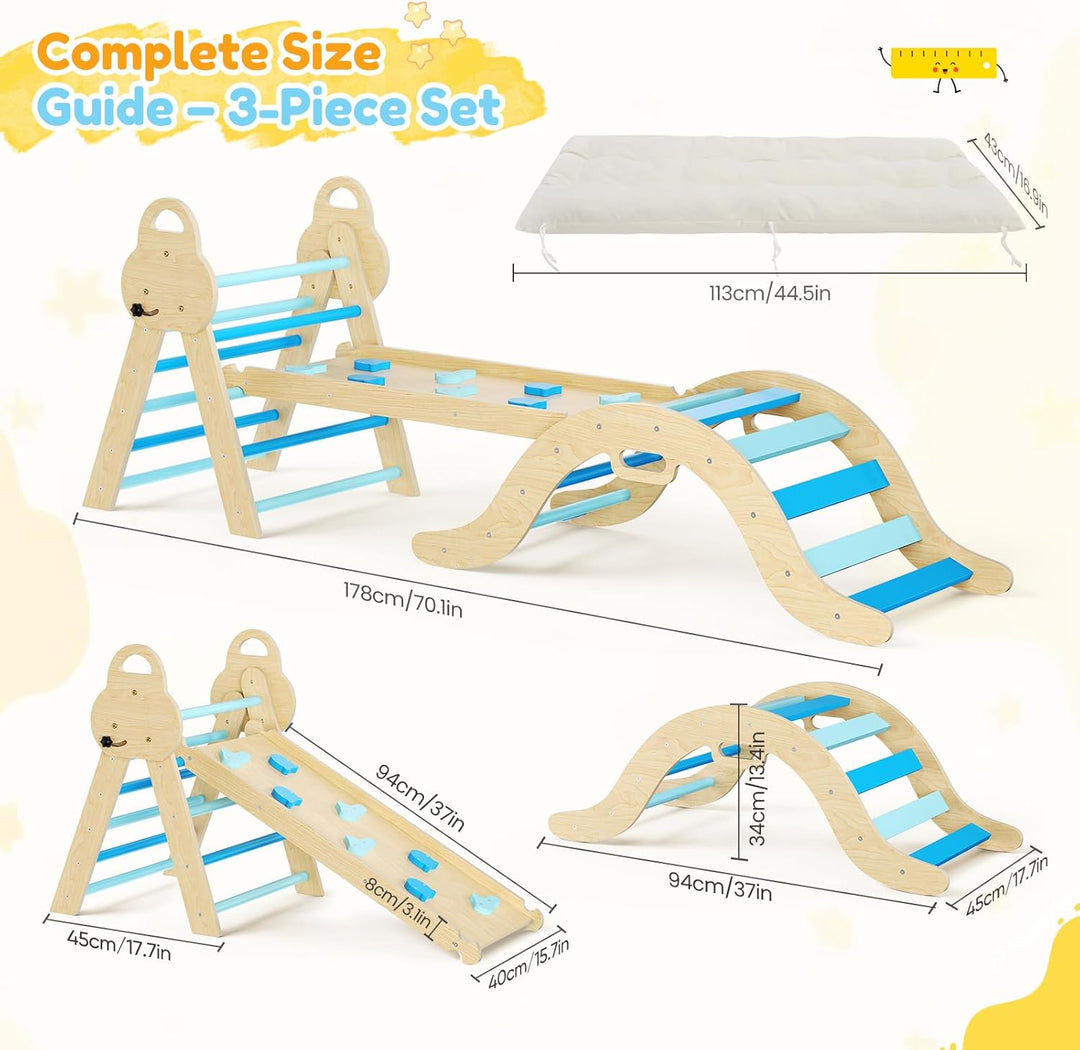 Klettergerüst Montessori 7-in-1 Kletterdreieck, Indoor, 25 Jahre Neue Upgrades für weiches, waschbar