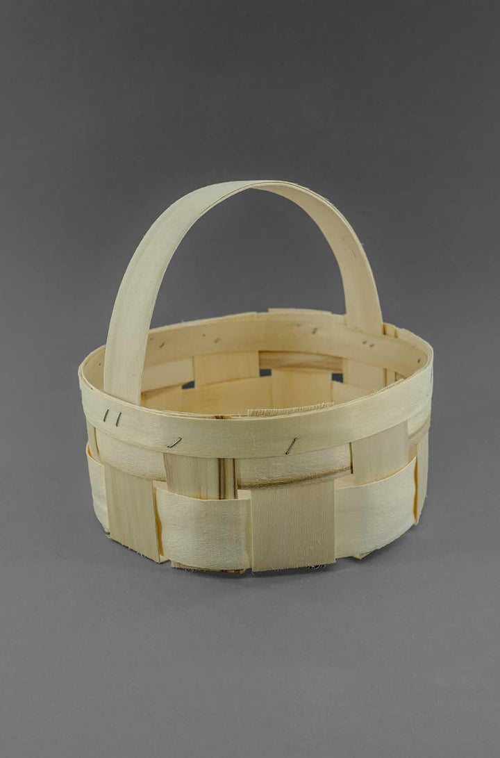 4er Set - Spankorb mit Henkel - rund, Erntekorb, Obstkorb, Geschenkkorb, Dekokorb, gross, 22cm Durch