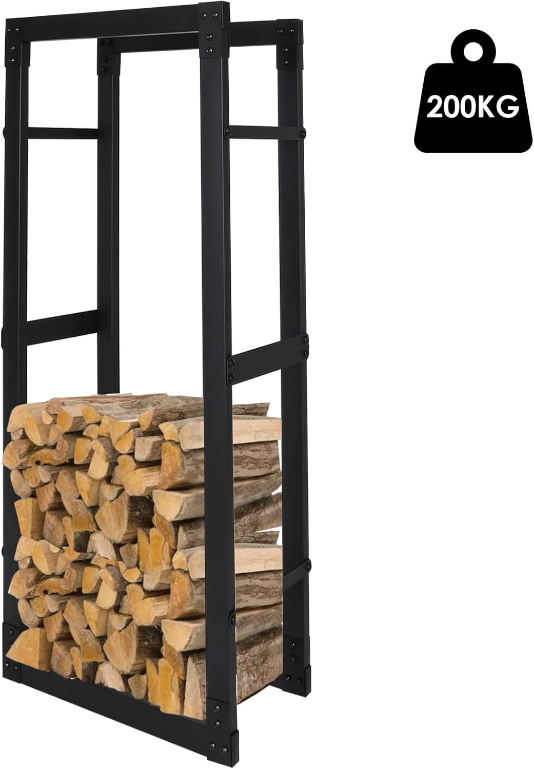 Fiqops Kaminholzregal Feuerholzregal Innen Brennholzregal Holzhalter, Stabiles Metall-Gestell In Mat