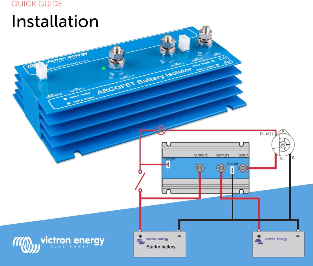 Victron Energy ArgoFET Batterietrenner 200-2AC (2 Batterien 200 Amp), Einzelhandel STANDARD, STANDAR
