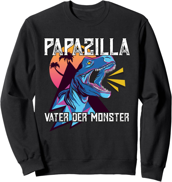 Papazilla Vater der Monster lustige Dinosaurier Retro 80er Sweatshirt