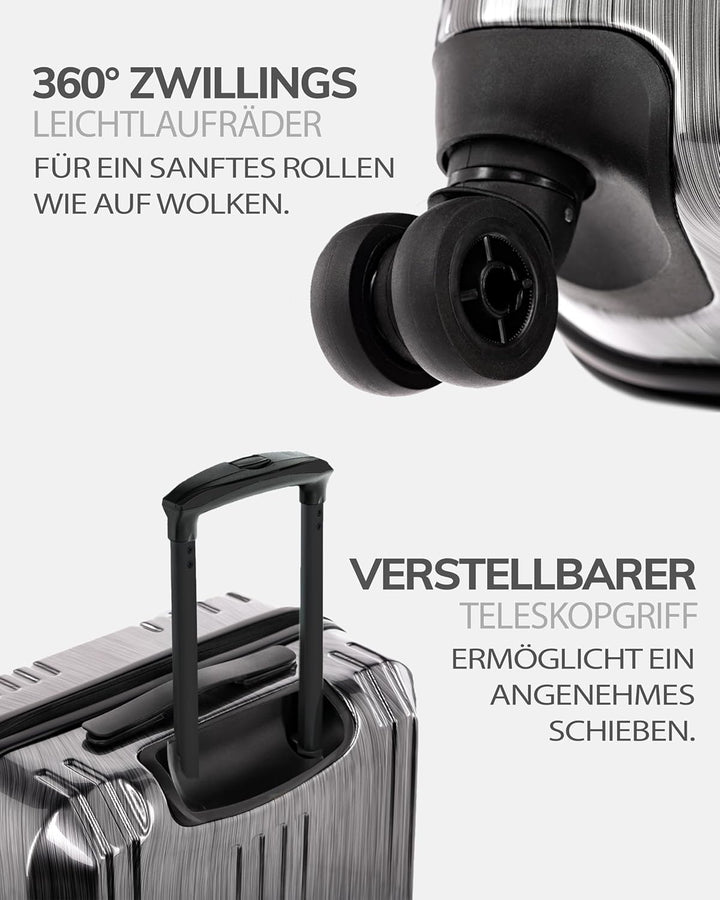 FERGÉ Kofferset Hartschale 3-teilig + TSA Schloss Cannes Trolley-Set - Handgepäck 55 cm, L und XL 3e
