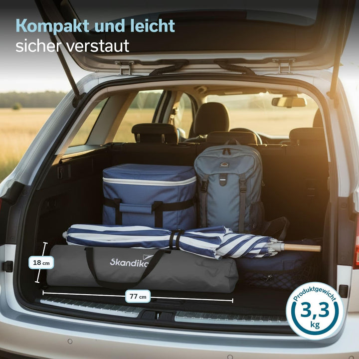 Skandika Strand Klappstuhl Beach | Bequemer Strandstuhl mit atmungsaktivem Mesh, Getränkehalter, nie