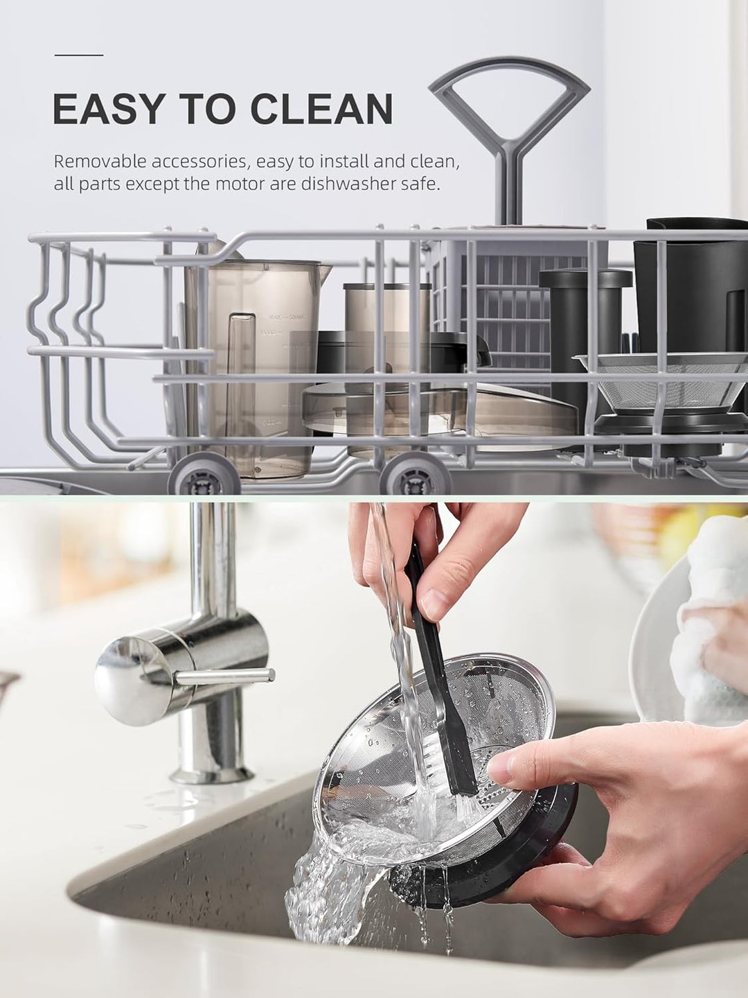 QCen Entsafter, Zentrifugal-Entsafter mit 3-Zoll-Einfüllschacht, leicht zu reinigen, Edelstahl, BPA-