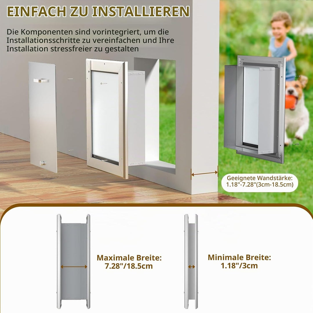 Ownpets Hundeklappe, Aluminium Haustiertür, M, luminium Anti-Rost Teleskop-Hundeklappe für kleine bi