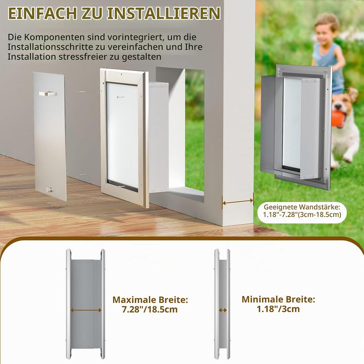 Ownpets Hundeklappe, Aluminium Haustiertür, M, luminium Anti-Rost Teleskop-Hundeklappe für kleine bi