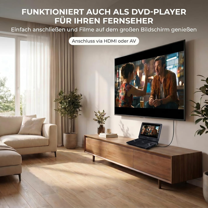 Lenco BRP-1150 tragbarer Blu-Ray DVD-Player - 11,5” drehbarer TFT Bildschirm mit 1024 x 600 Pixel -