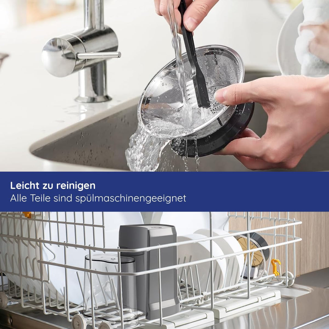 Safecourt Kitchen Entsafter Gemüse und Obst - Slow Juicer [1300W, 2 Stufen für hart &amp; weich] - Saftp