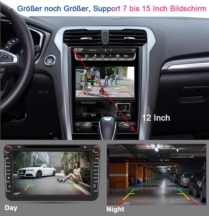 Doppel-Rückfahrkamera im Bremsleuchte,Auto Rückfahrkamera mit Zwei Kameras+7" LCD Monitor für FIAT D