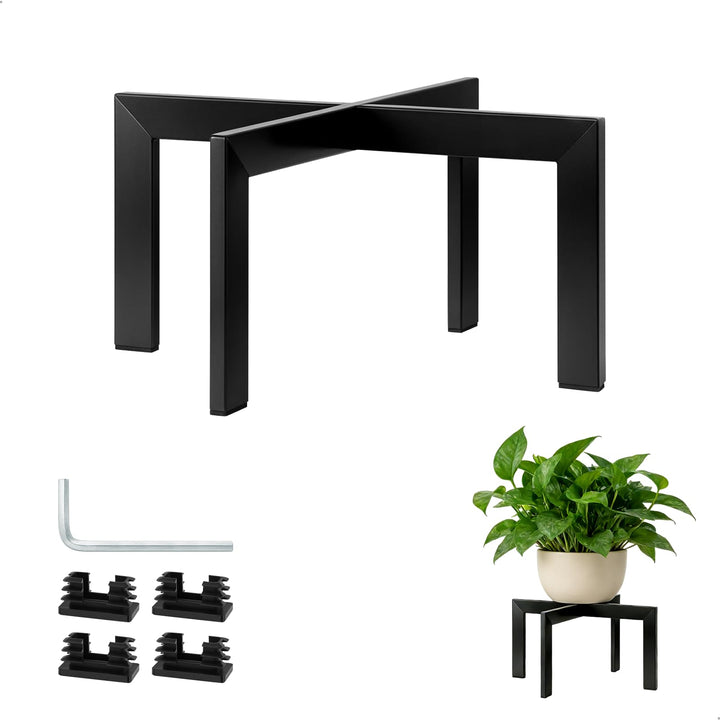 Pflanzenständer, Blumenständer Pflanzenhocker, Erhöhungsständer 19cm Höhe Metall Schwarz Stabil für