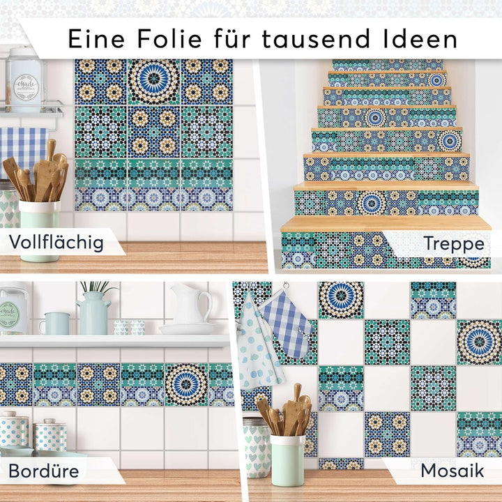 30 Stück Folie Klebefliesen 20x20 cm für Küche und Bad - Fliesenfolie, Fliesenfaufkleber - selbstkle