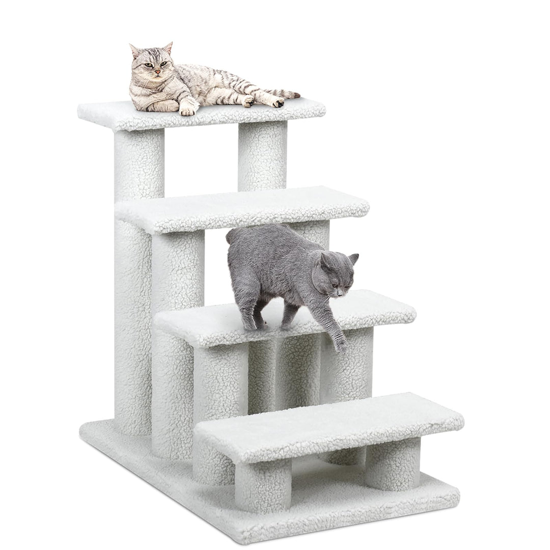 SOARS Katzentreppe, 4-stufige Haustiertreppe, Treppe für Katzen bis 25 kg, Hundetreppe, Kletterbaum