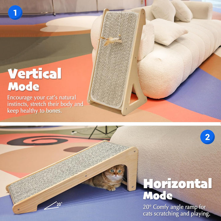 PETKARAY Kratzbrett Katze, 68 cm Hohe L-förmiger Sisal Kratzsäule, Dual-Use Kratzpads für Katzen, Ka