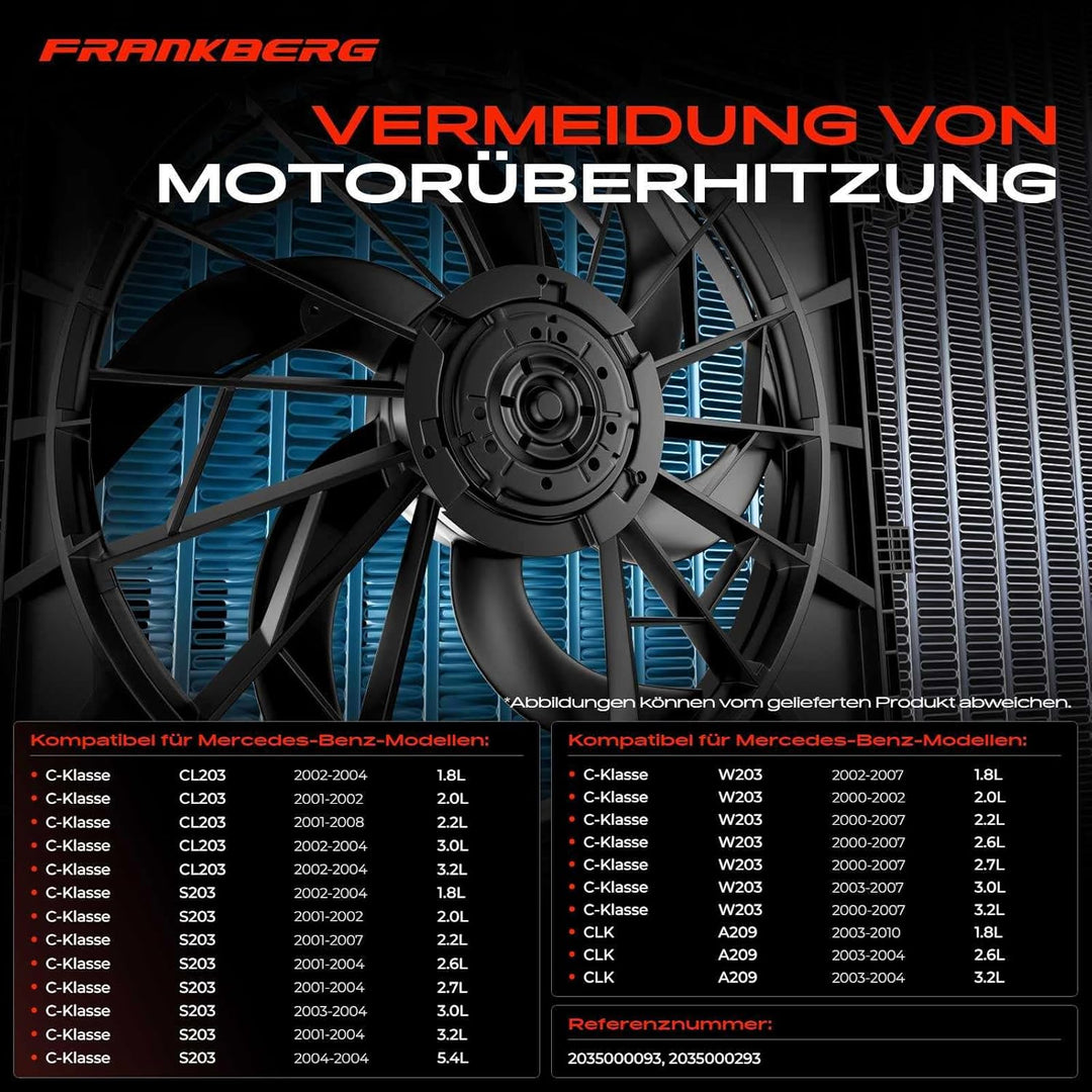 Kühlerlüfter Motorkühler für C-Klasse W203 CL203 S203 CLK C209 A209 2000-2010 2035000293