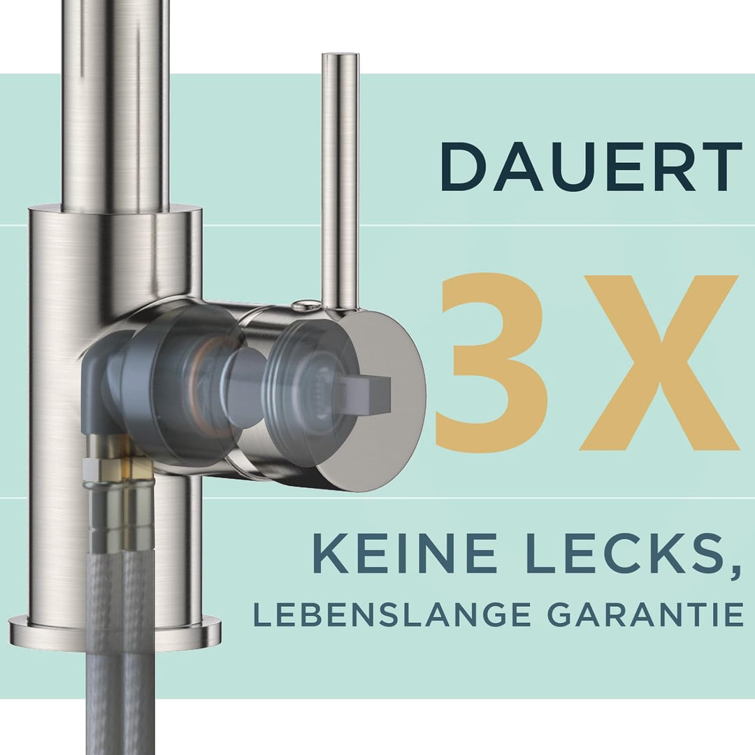 FORIOUS Wasserhahn Küche, Mischbatterie Küche Ausziehbar Brause, Einhebelmischer Küchenarmatur Spüla
