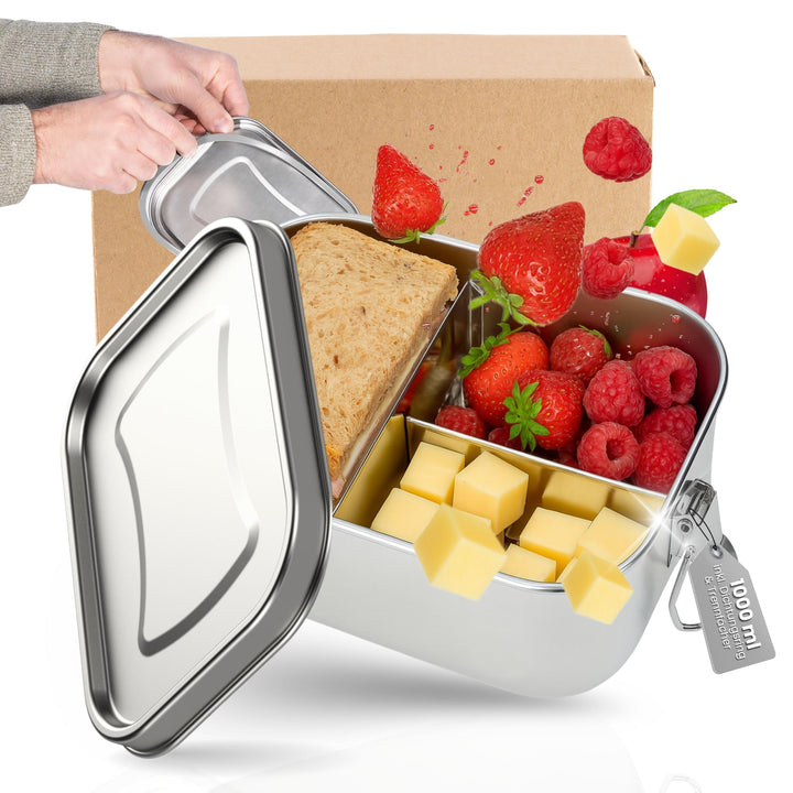 Lunchbox Edelstahl 1000 ml - Robuste Brotdose für Kinder & Erwachsene inkl. Dichtungsring - BPA-frei