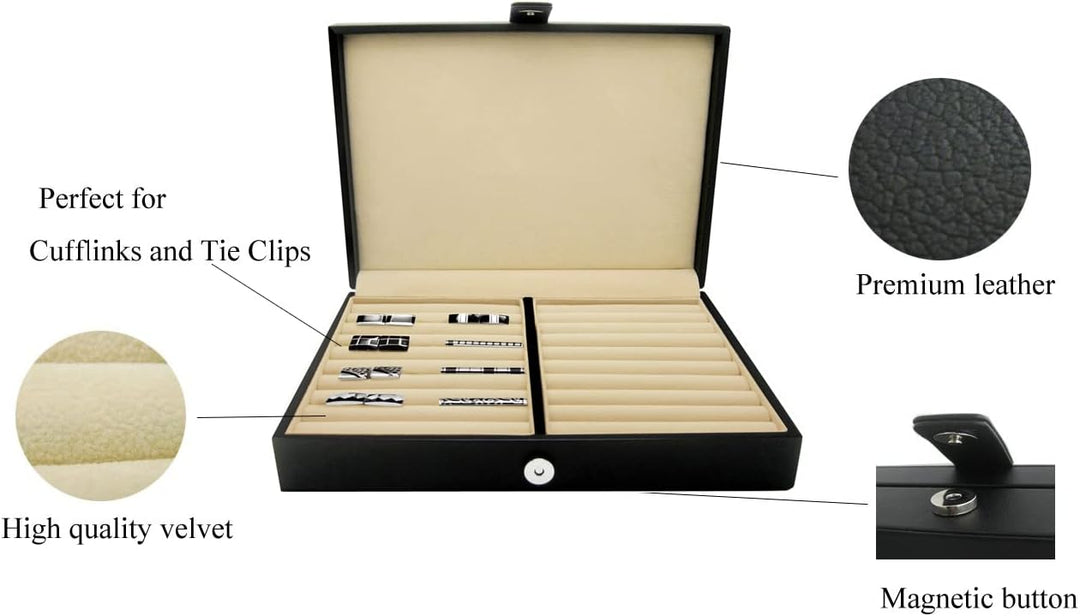 HONEY BEAR Kunstleder Herren/Damen Schmuckbox Schmuckkästen für Krawattennadel Manschettenknöpfe Sch