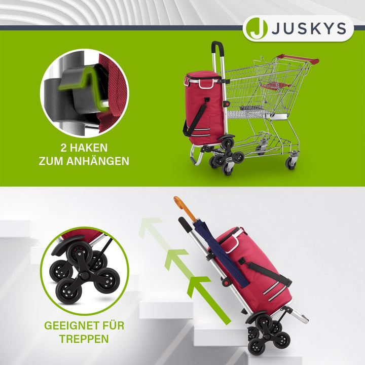 Juskys 3in1 Einkaufstrolley für Treppen - 56 L, modern & klappbar - Treppensteiger Trolley zum Shopp
