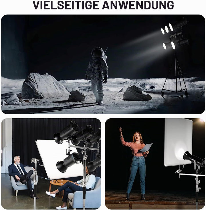 NEEWER klein Galgenarm mit Dreifach Kopf Adapter für C Stand/Lichtstativ, fünf 5/8" Mini Stiften, fü