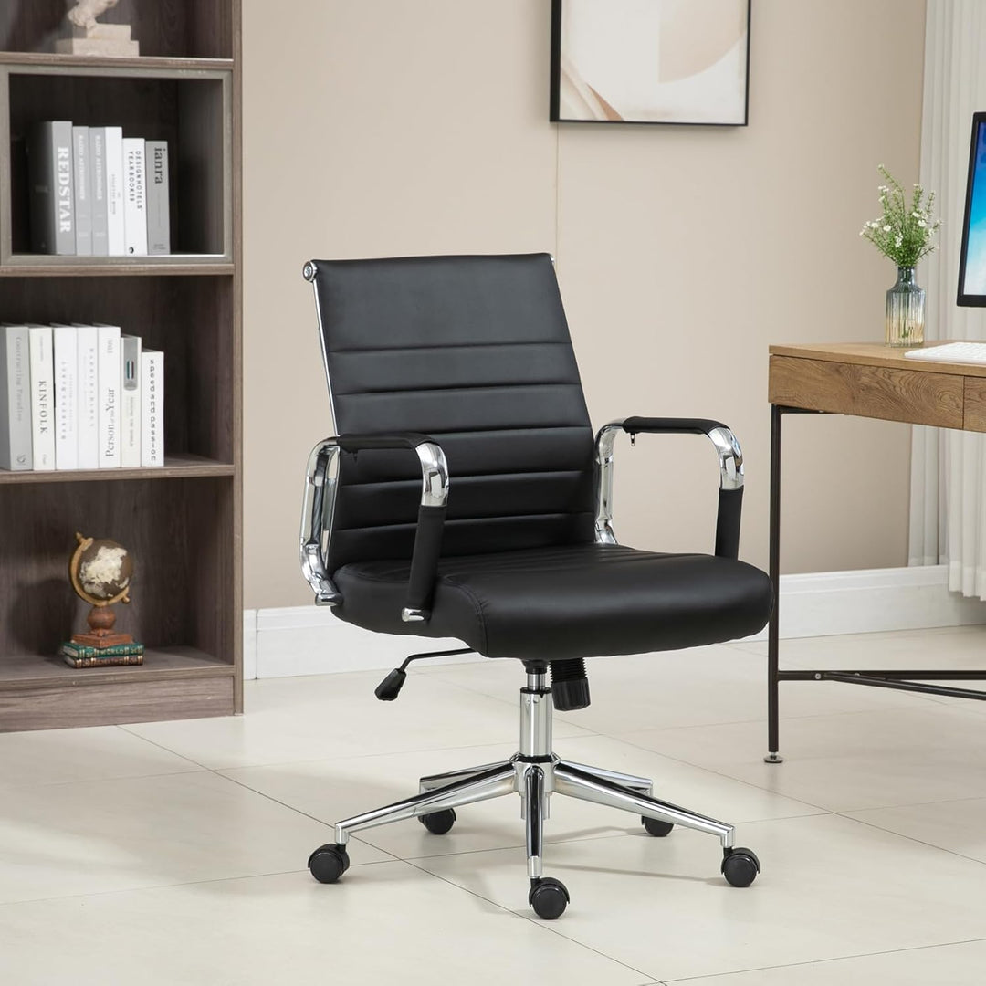 SVITA Office Comfort Bürostuhl Schreibtischstuhl Drehstuhl Chefsessel Kunstleder Schwarz Schwarz Kun