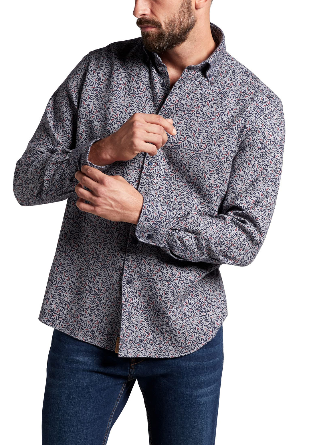 eterna Langarm Hemd Comfort Fit Flanell Bedruckt