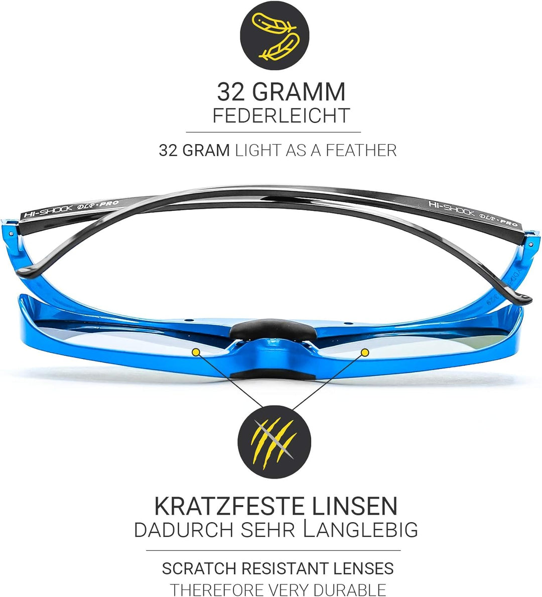 Hi-Shock DLP Pro Blue Heaven | DLP Link 3D Brille kompatibel mit 3D DLP Beamer von Acer, BenQ, Optom