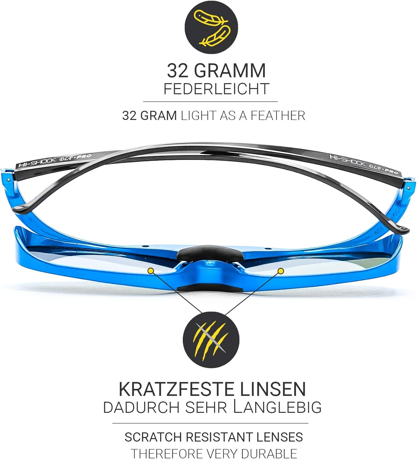 Hi-Shock DLP Pro Blue Heaven | DLP Link 3D Brille kompatibel mit 3D DLP Beamer von Acer, BenQ, Optom