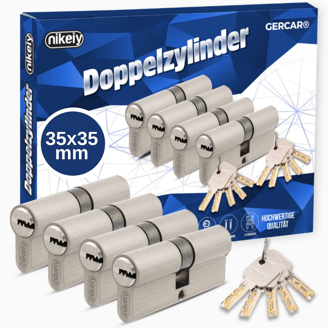 GERCAR Pro 4er Set Profilzylinder gleichschliessend 70mm Schliesszylinder 35/35 Doppelzylinder Zylin