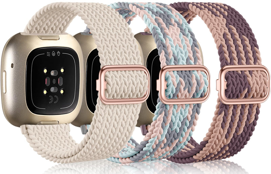 Armbänder Kompatibel mit Fitbit Versa 3/ Versa 4 Armband Damen Herren, Weich Elastisch Nylon Ersatzb