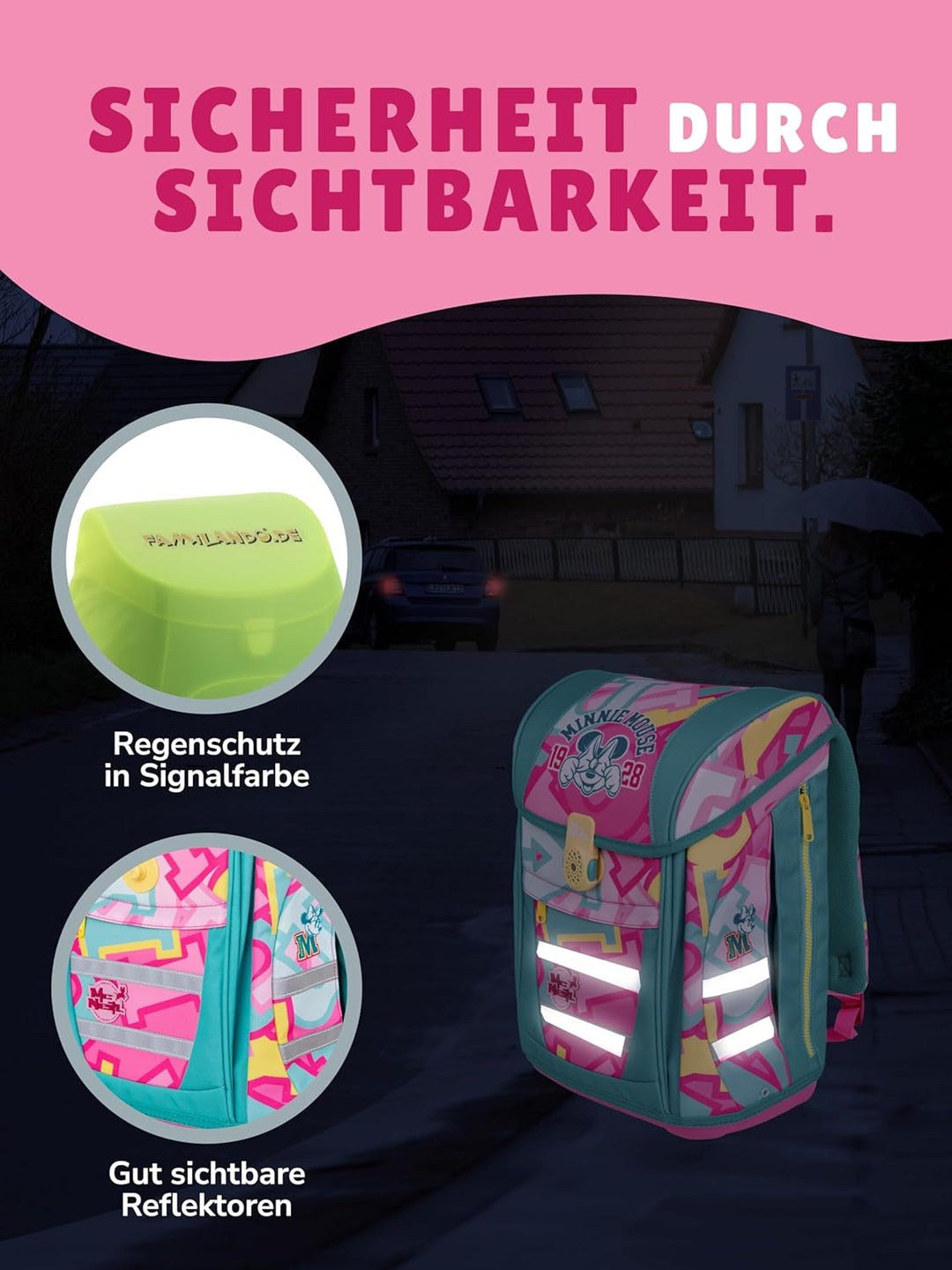 Familando - McNeill Teneris Schulranzen Set - 9-teilig mit Sporttasche - Minnie Mouse - Ergonomisch